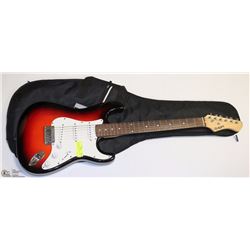 ELECTRIC ION SUNBURST GUITAR WITH SOFT CASE.