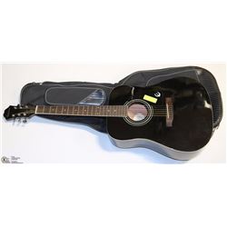 ACOUSTIC GUITAR EPIPHONE 100 BLACK WITH SOFT CASE.