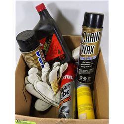 LOT OF ASSORTED LUBRICANTS FOR ATV'S AND NEW WORK