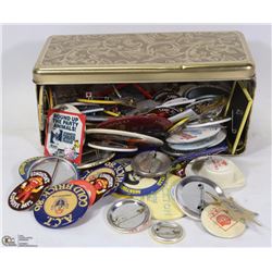 TIN FULL OF COLLECTIBLE BUTTONS