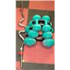 Image 1 : 6 WEIGHT SET ON STAND SOLD WITH BENCH PRESS BAR