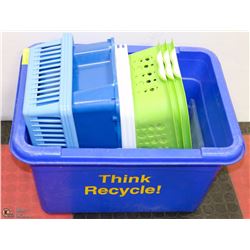 LOT OF BINS & ORGANIZERS - 13 IN TOTAL.