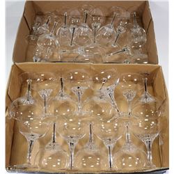 LOT OF BLACK STEMMED CRYSTAL GLASSES 30 PCS.