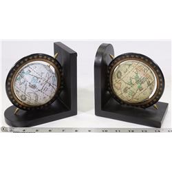PAIR OF GLOBE BOOK ENDS.