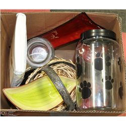 BOX WITH DECORATIVE CANISTER SET, SERVING WARE,