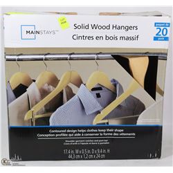 20 PACK OF MAINSTAYS SOLID WOOD HANGERS