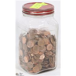 ESTATE GLASS NABOB COFFEE JAR FILLED WITH PENNIES