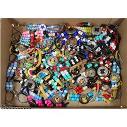 FLAT OF ASSORTED HANDMADE BEADED KEYCHAINS