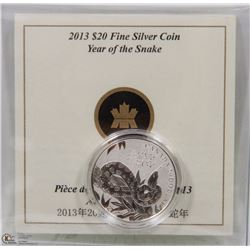 2013 CANADIAN FINE SILVER (99.99) $20 COIN