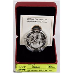 2013 FINE SILVER (99.99) $10 COIN "CANADIAN