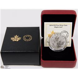 2014 FINE SILVER (99.99) $10 COIN " MAPLE LEAF"