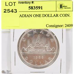 1966 CANADIAN SILVER ONE DOLLAR COIN.
