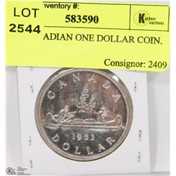 1953 CANADIAN SILVER ONE DOLLAR COIN.