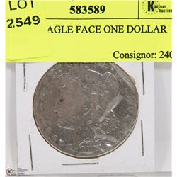 1880 US SILVER EAGLE FACE ONE DOLLAR COIN.