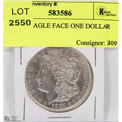 1921 US SILVER EAGLE FACE ONE DOLLAR COIN.