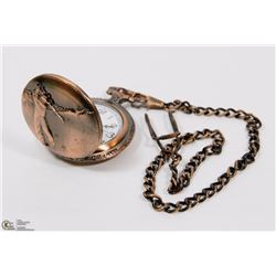 ANTIQUED COPPER 'GOLFER' POCKET WATCH