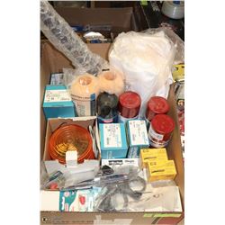 FLAT OF MISC. PRODUCTS INCL.  AREOSOLS + PLUG ENDS