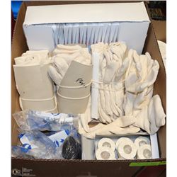 LOT OF CLOTH GLOVES + MEDICAL TAPE + 2 CASES OF