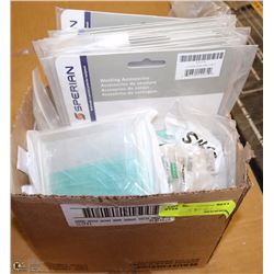 BOX OF VARIOUS SIZED WELDING GLASS-VISOR PLATES