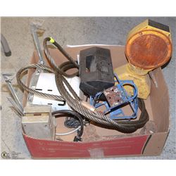 BOX CONTAINING 1/2"-12FT STEEL CABLE + POTLIGHT