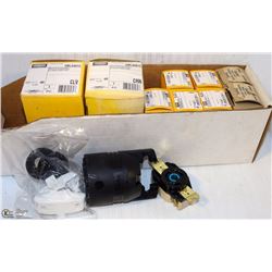 LOT OF ASSORTED TWIST-LOCK RECEPTACLES.