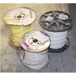 3 ASSORTED PARTIAL SPOOLS OF HIGH VOLTAGE WIRE