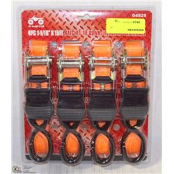 X-MOTO 4-PIECE 1-1/16"x15FT RATCHET TIE DOWN