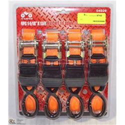 X-MOTO 4-PIECE 1-1/16"x15FT RATCHET TIE DOWN