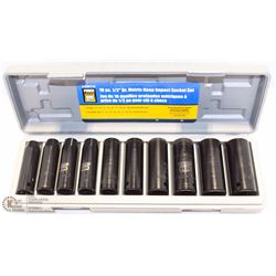 30) 10PC 1/2" METRIC DEEP IMPACT SOCKETS
