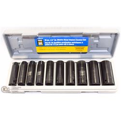 30) 10PC 1/2" METRIC DEEP IMPACT SOCKETS