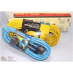 LOT OF 2 EXT. CORDS + MULTI-OUTLET ASSEMBLY