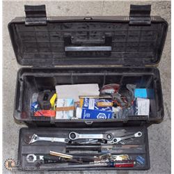 38) BLACK TOOL BOX WITH CONTENTS -ON CHOICE-