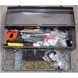 38) DARK GREY TOOL BOX WITH CONTENTS