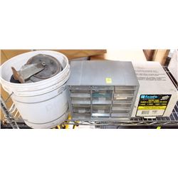 BUCKET OF CASTORS + SMALL BITS/PARTS ORGANIZER +