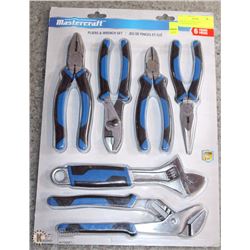NEW 6PC MASTERCRAFT PLIERS/WRENCH SET.