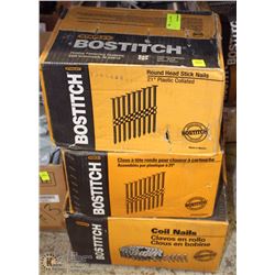 3 CASES OF VARIOUS STANLEY BOSTITCH NAILS