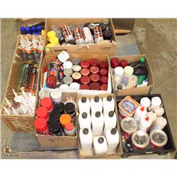 PALLET OF AEROSOLS, MOTOR OILS, FINISHING FILMS,