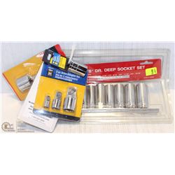 LOT OF NEW DEEP DRIVE SOCKETS + ADAPTERS