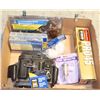 Image 1 : FLAT OF ELECTRICAL SUPPLIES + ELEC. TOOL POUCH +