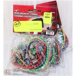 LOT OF 20 10" BUNGEE CORDS-ON CHOICE-