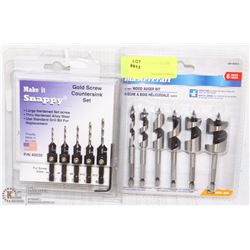 NEW WOOD AUGER BIT SET + 3PC. COUNTER SINK SETS