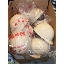 FULL BOX OF NEW CONSTRUCTION HARDHATS W/ LINERS