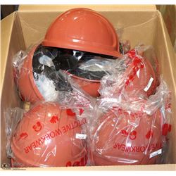 FULL BOX OF NEW CONSTRUCTION HARDHATS W/ LINERS