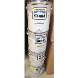 LOT OF 4, 3.67L PAILS OF RUST-OLEUM ACRYLIC ENAMEL