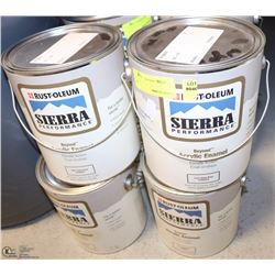 LOT OF 4, 3.67L PAILS OF RUST-OLEUM ACRYLIC ENAMEL