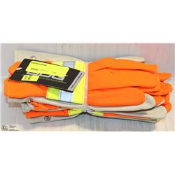 3 PAIRS OF HI-VIZ BDG LIGHT-DUTY LEATHER WORKGLOVE