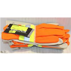 3 PAIRS OF HI-VIZ BDG LIGHT-DUTY LEATHER WORKGLOVE