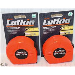 PAIR OF 26FT LUFKIN HI-VIZ TAPE MEASURES W/