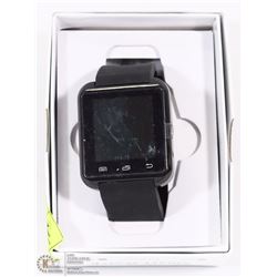 BLACK & STAINLESS STEEL SMART WATCH.