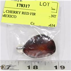 AMBER, CHERRY RED FIRE PENDANT FROM MEXICO
